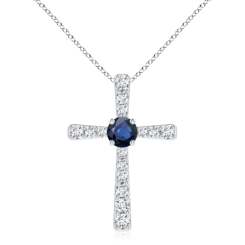 8mm AA Sapphire and Diamond Cross Pendant in P950 Platinum 
