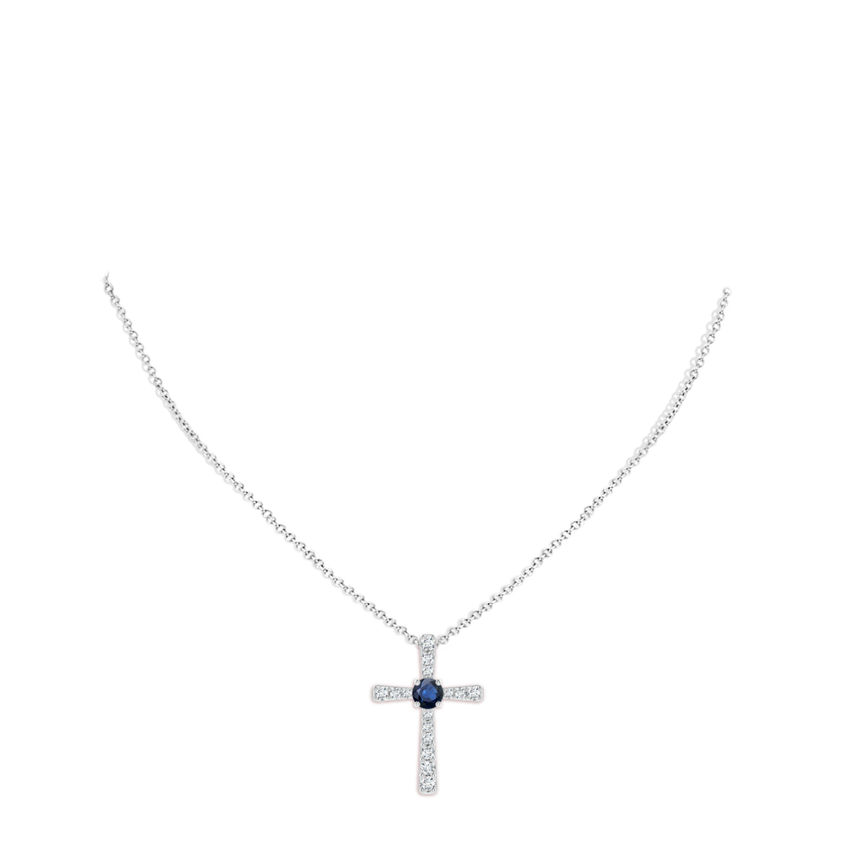 8mm AA Sapphire and Diamond Cross Pendant in P950 Platinum pen