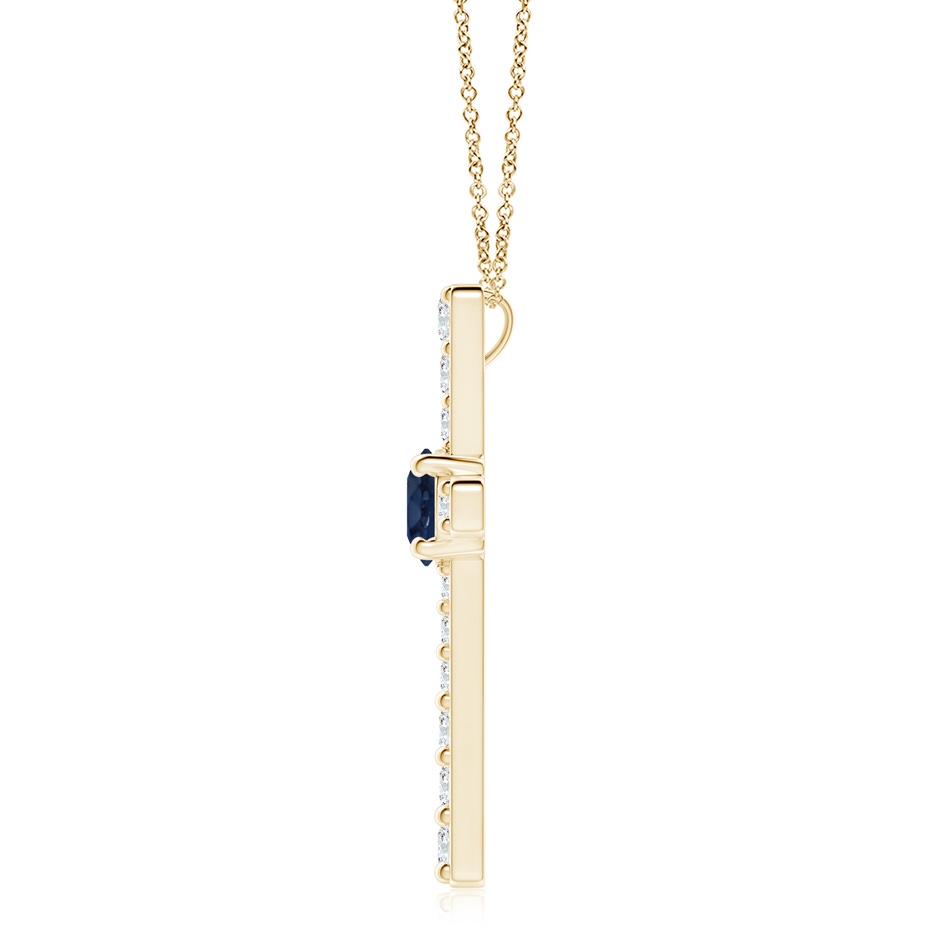 8mm AA Sapphire and Diamond Cross Pendant in Yellow Gold side 199