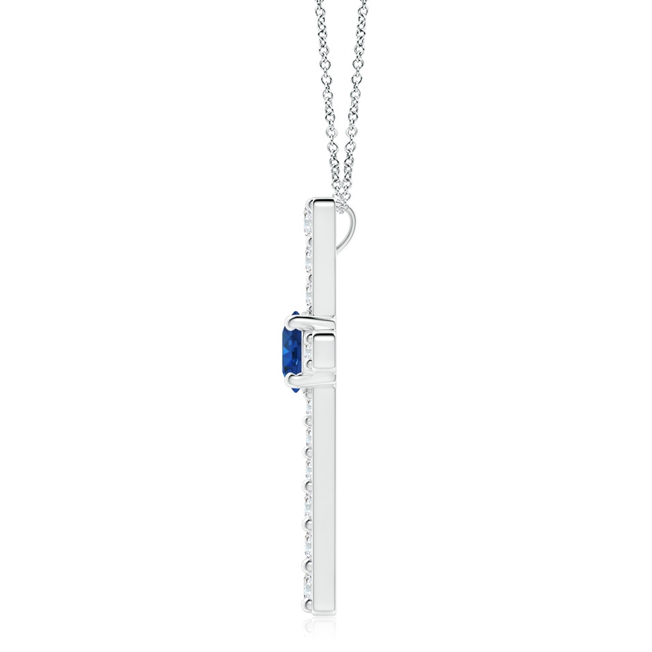 8mm AAA Sapphire and Diamond Cross Pendant in P950 Platinum side 199