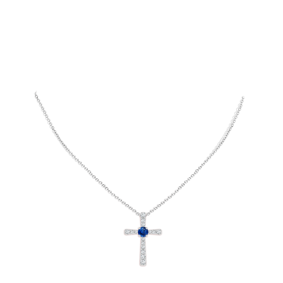 8mm AAA Sapphire and Diamond Cross Pendant in P950 Platinum pen