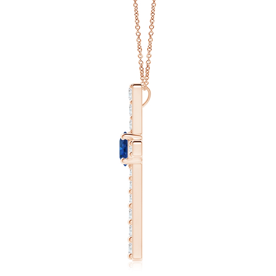 8mm AAA Sapphire and Diamond Cross Pendant in Rose Gold side 199