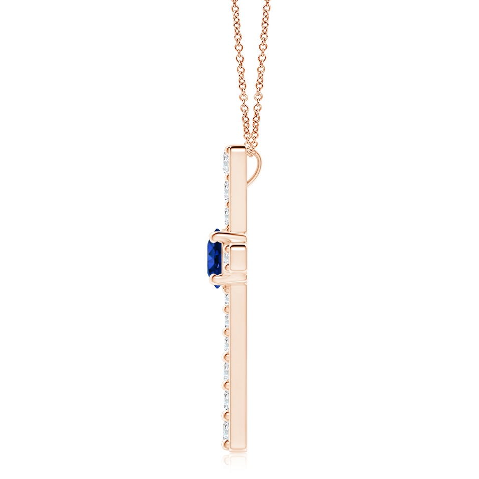 8mm AAAA Sapphire and Diamond Cross Pendant in Rose Gold side 199