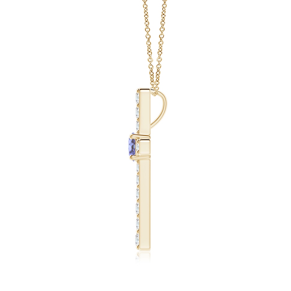 3.5mm AA Tanzanite and Diamond Cross Pendant in Yellow Gold side-1