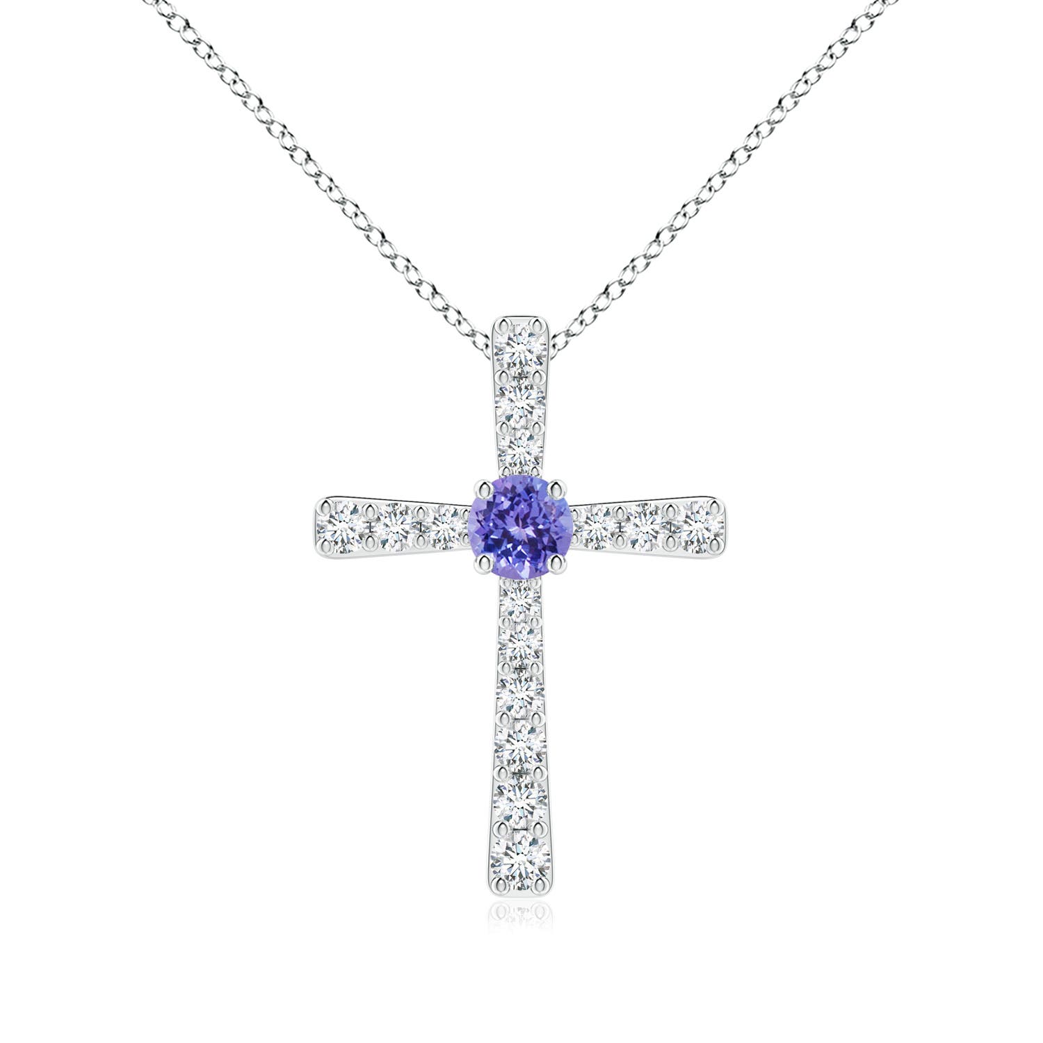 1.90 ct. t.w. Tanzanite Cross Pendant Necklace in Sterling Silver |  Ross-Simons