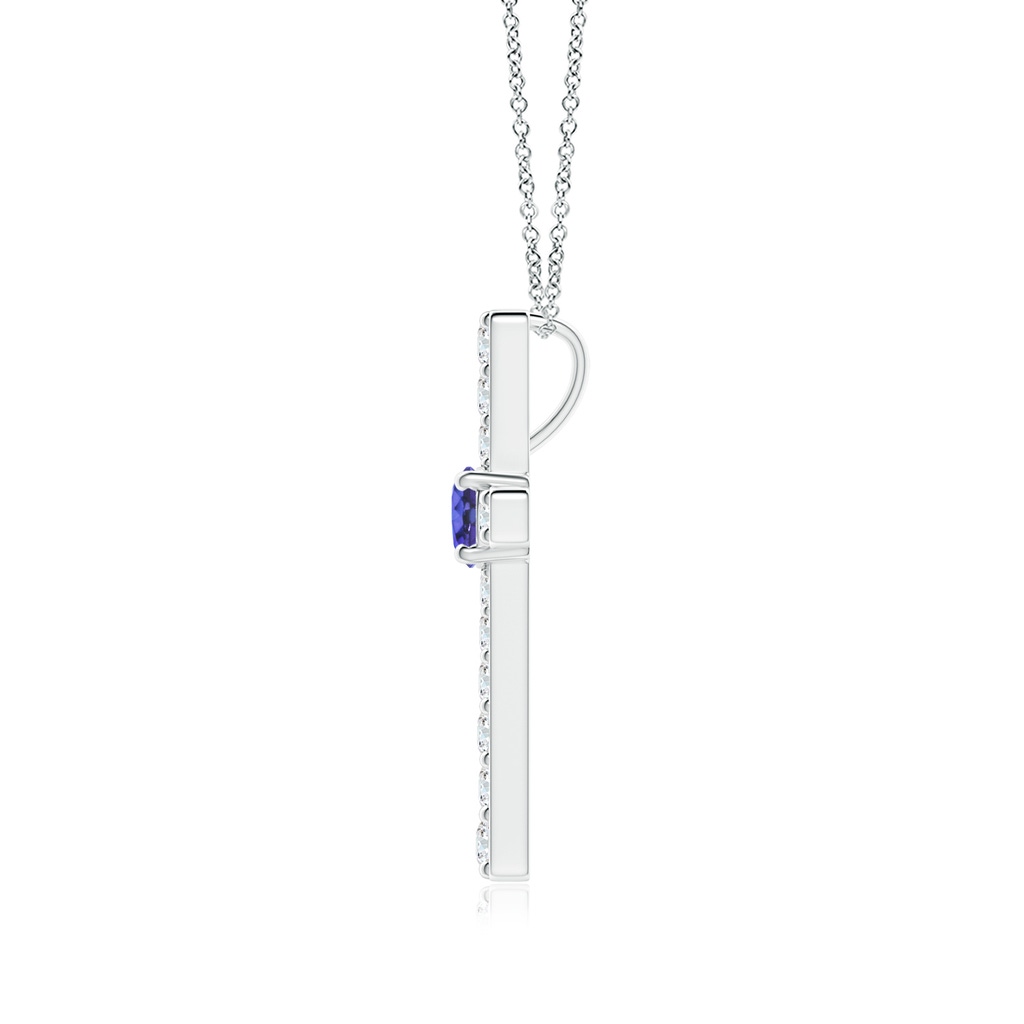 3.5mm AAA Tanzanite and Diamond Cross Pendant in White Gold - side_1