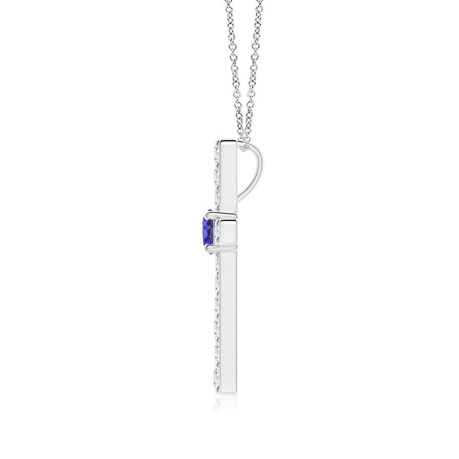 3.5mm AAA Tanzanite and Diamond Cross Pendant in White Gold side-1