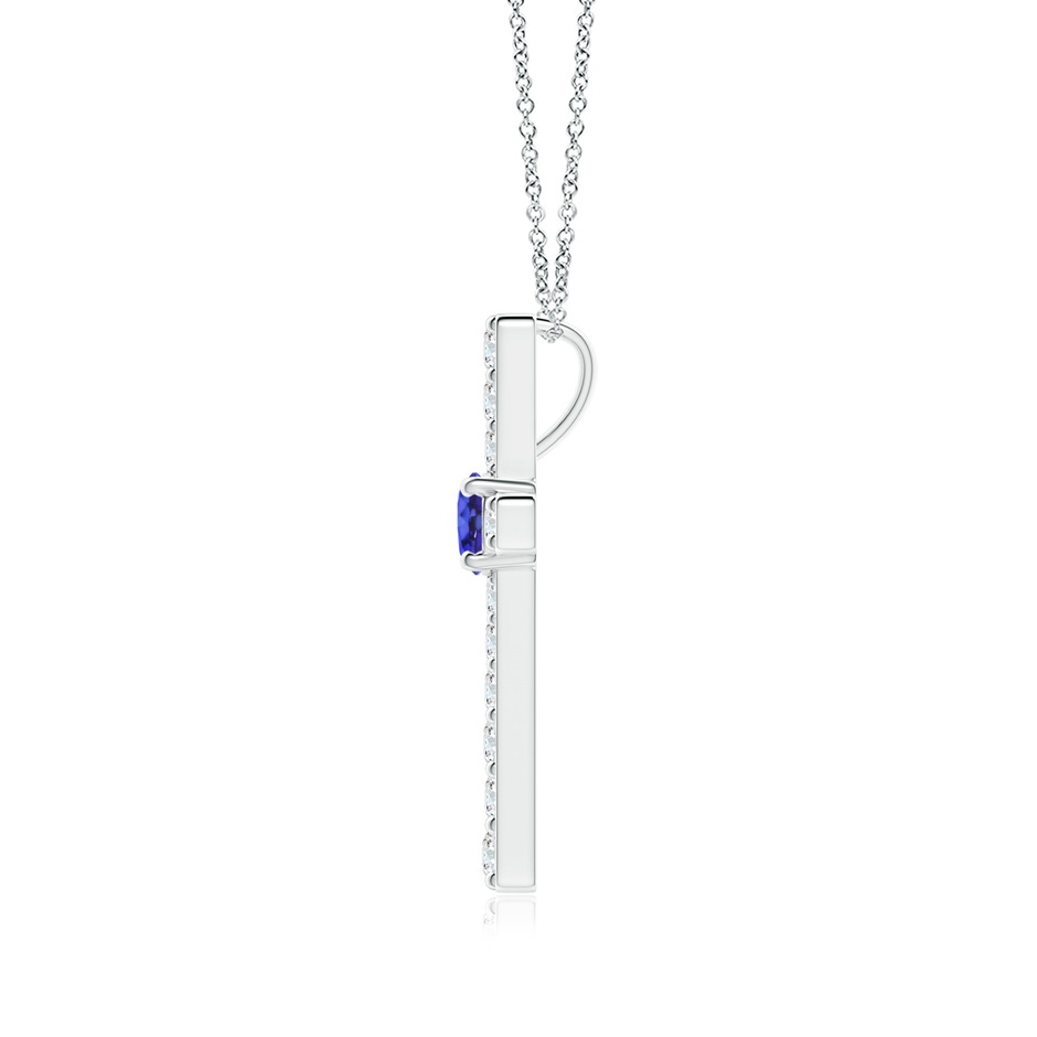 3.5mm AAAA Tanzanite and Diamond Cross Pendant in P950 Platinum side-1