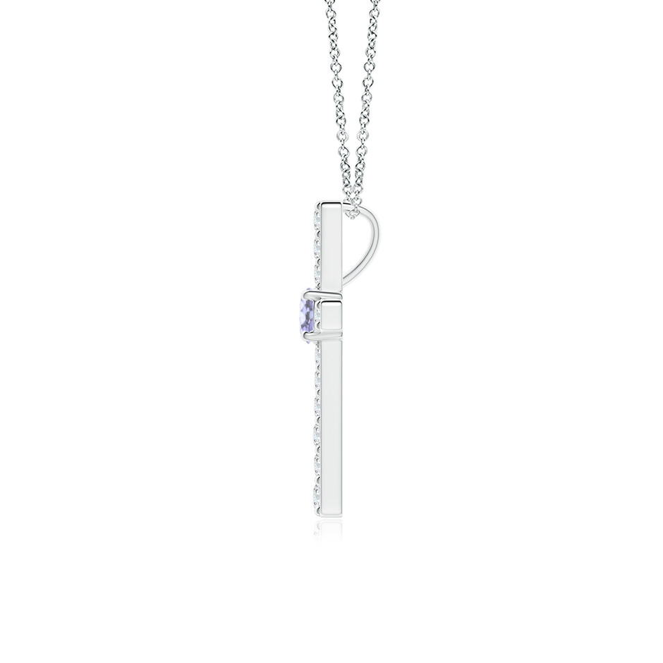 3mm A Tanzanite and Diamond Cross Pendant in White Gold side-1