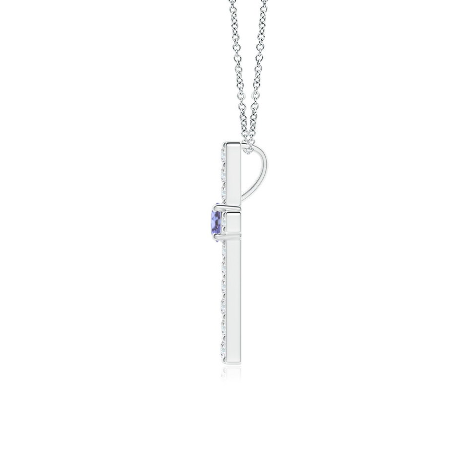 3mm AA Tanzanite and Diamond Cross Pendant in P950 Platinum side-1