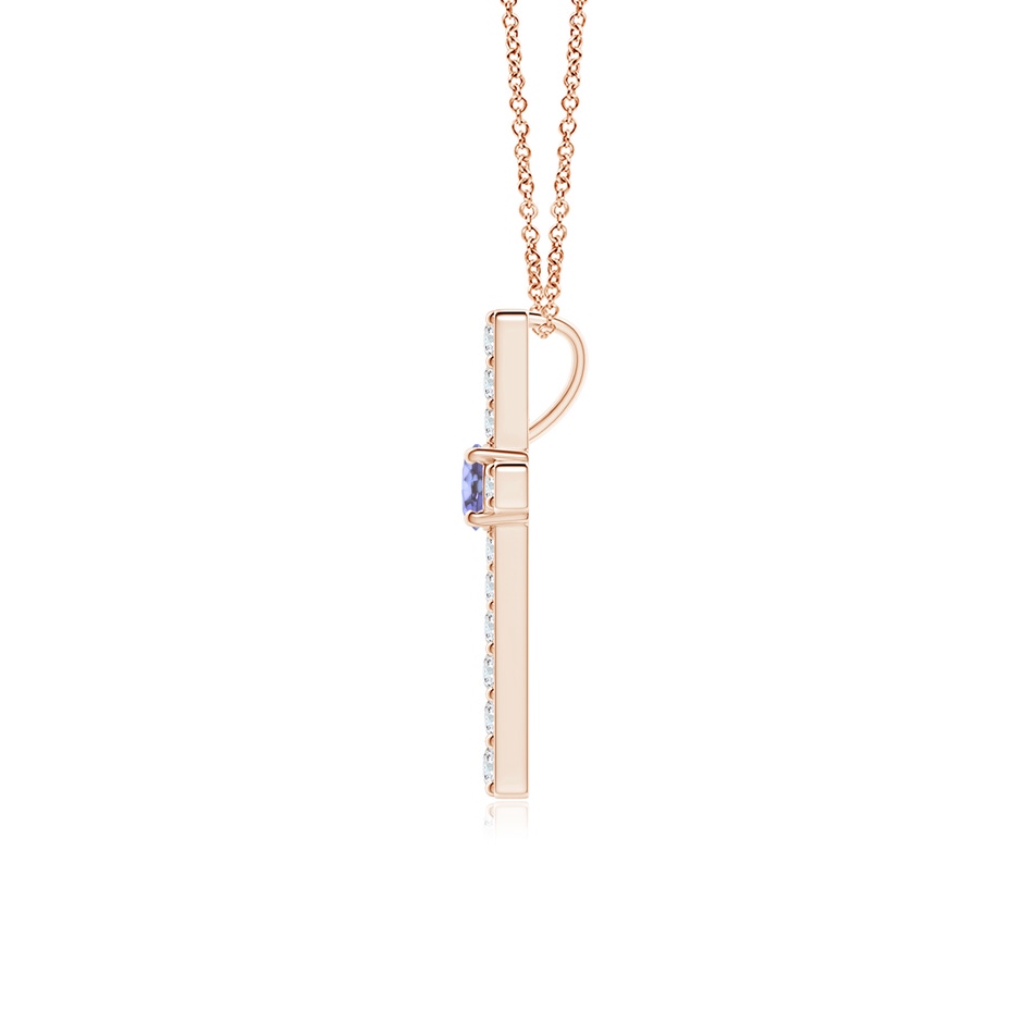 3mm AA Tanzanite and Diamond Cross Pendant in Rose Gold side-1