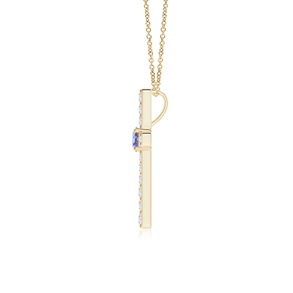 3mm AA Tanzanite and Diamond Cross Pendant in Yellow Gold side-1