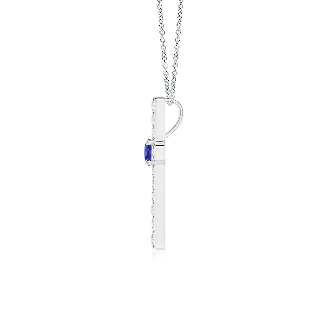 3mm AAAA Tanzanite and Diamond Cross Pendant in White Gold - side_1