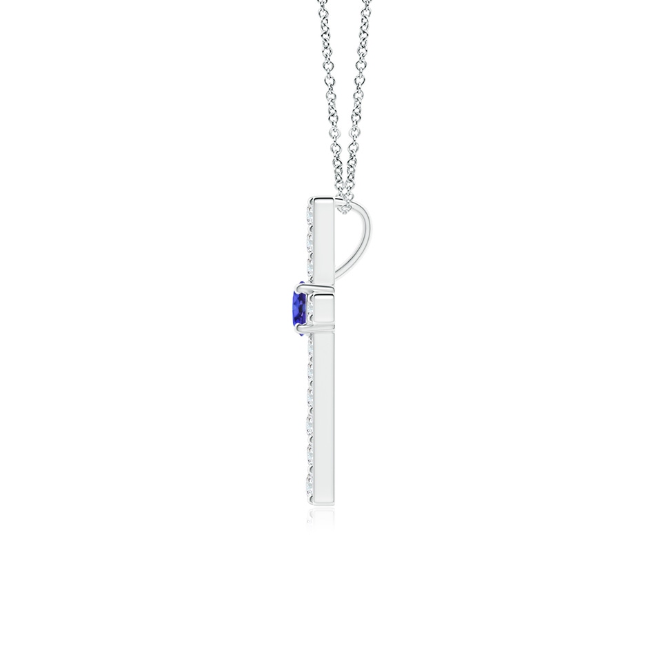 3mm AAAA Tanzanite and Diamond Cross Pendant in White Gold side-1