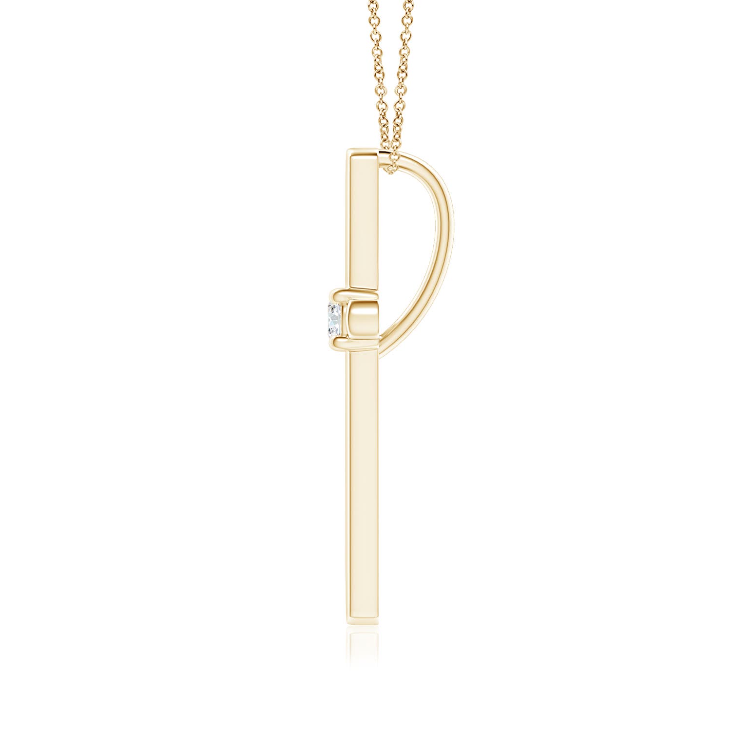 2.3mm GVS2 Diamond Solitaire Cross Pendant in 18K Yellow Gold