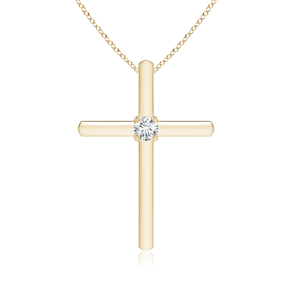 2.3mm GVS2 Diamond Solitaire Cross Pendant in Yellow Gold