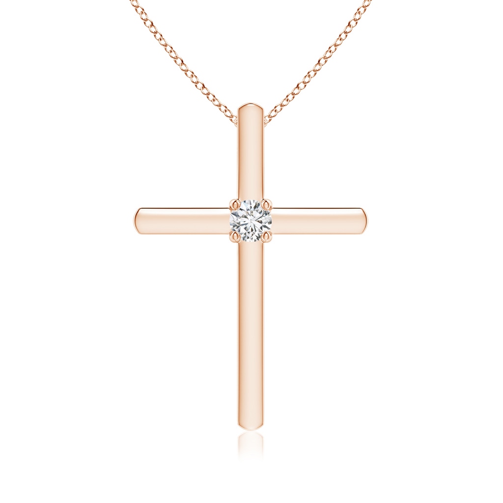 2.3mm HSI2 Diamond Solitaire Cross Pendant in Rose Gold