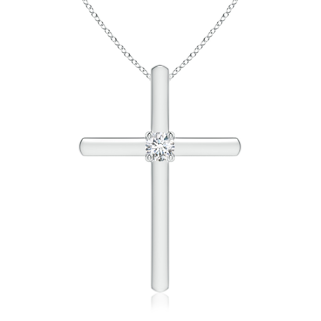 2.5mm GVS2 Diamond Solitaire Cross Pendant in 18K White Gold