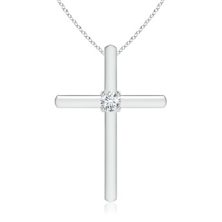 2.5mm GVS2 Diamond Solitaire Cross Pendant in 18K White Gold