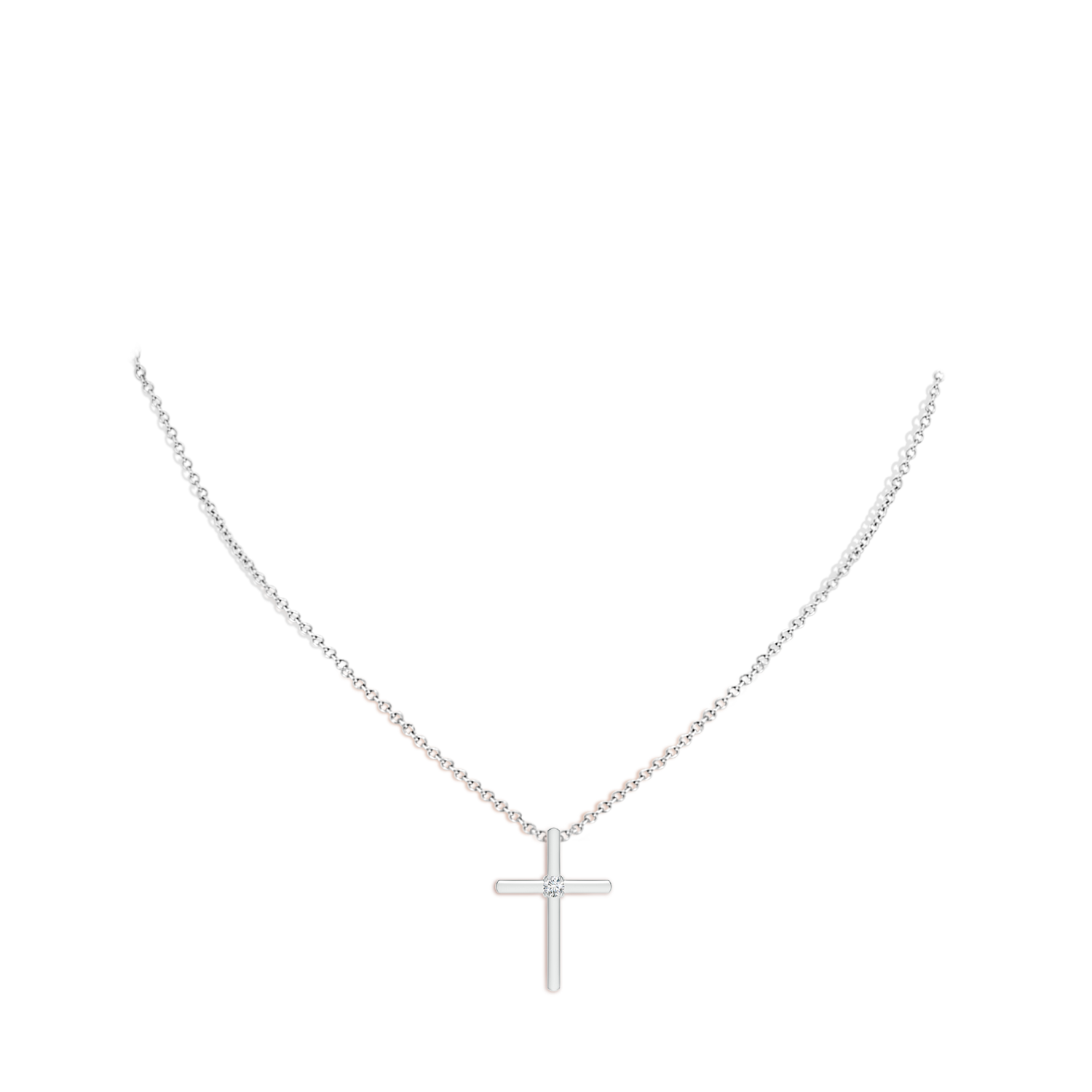 2.5mm GVS2 Diamond Solitaire Cross Pendant in 18CT White Gold - body_neck