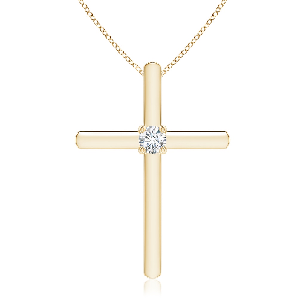 2.5mm GVS2 Diamond Solitaire Cross Pendant in 18K Yellow Gold