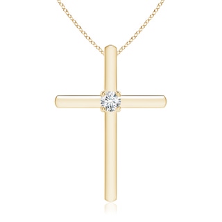 2.5mm GVS2 Diamond Solitaire Cross Pendant in 18K Yellow Gold