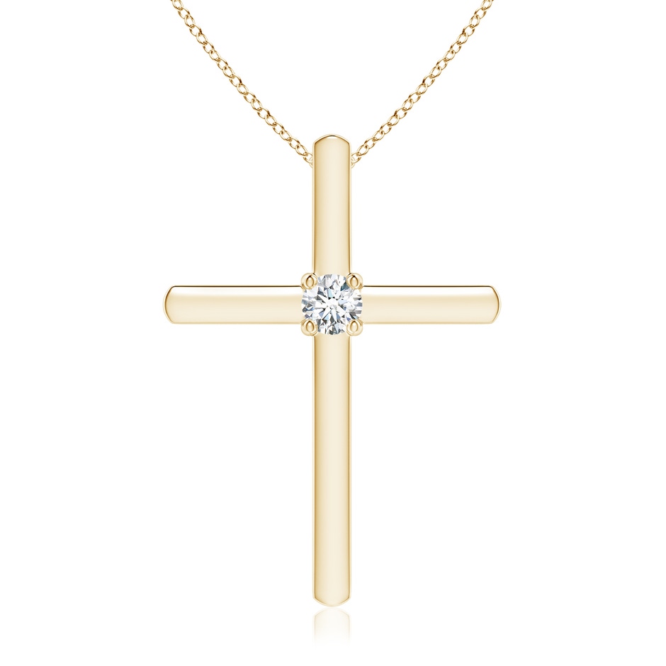 2.5mm GVS2 Diamond Solitaire Cross Pendant in 18K Yellow Gold 