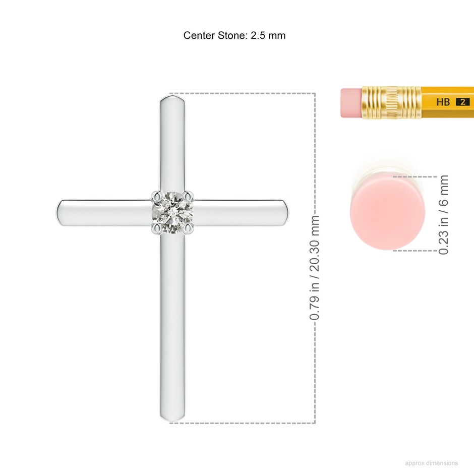 2.5mm KI3 Diamond Solitaire Cross Pendant in P950 Platinum ruler
