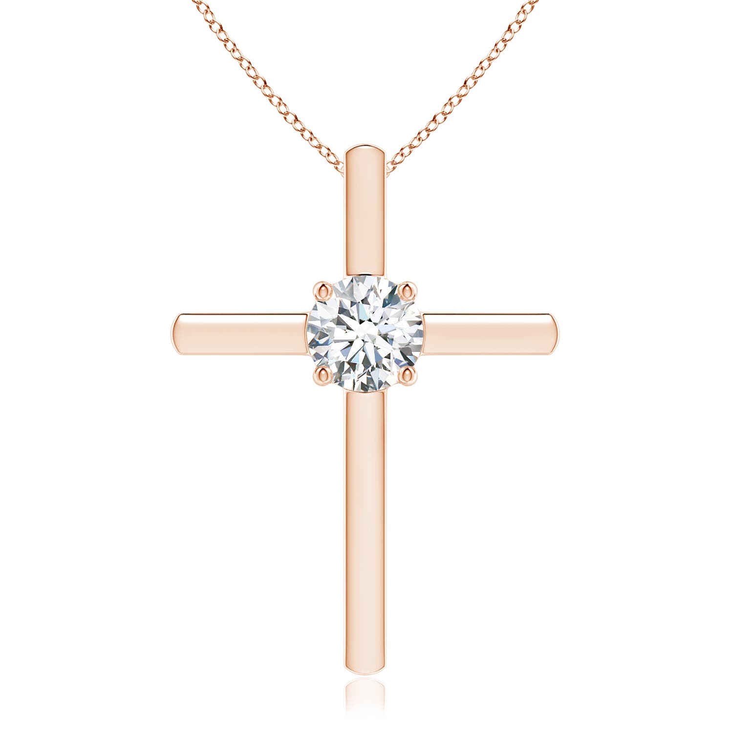 5.1mm GVS2 Diamond Solitaire Cross Pendant in 18K Rose Gold