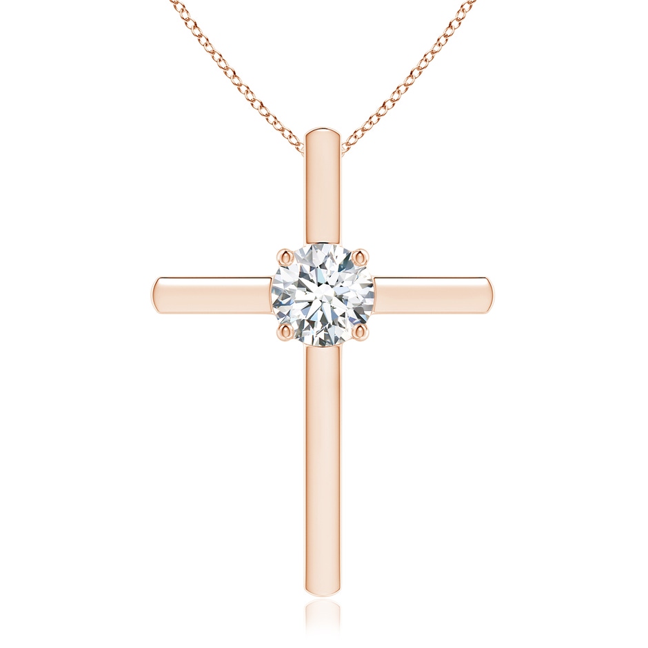 5.1mm GVS2 Diamond Solitaire Cross Pendant in 18K Rose Gold 