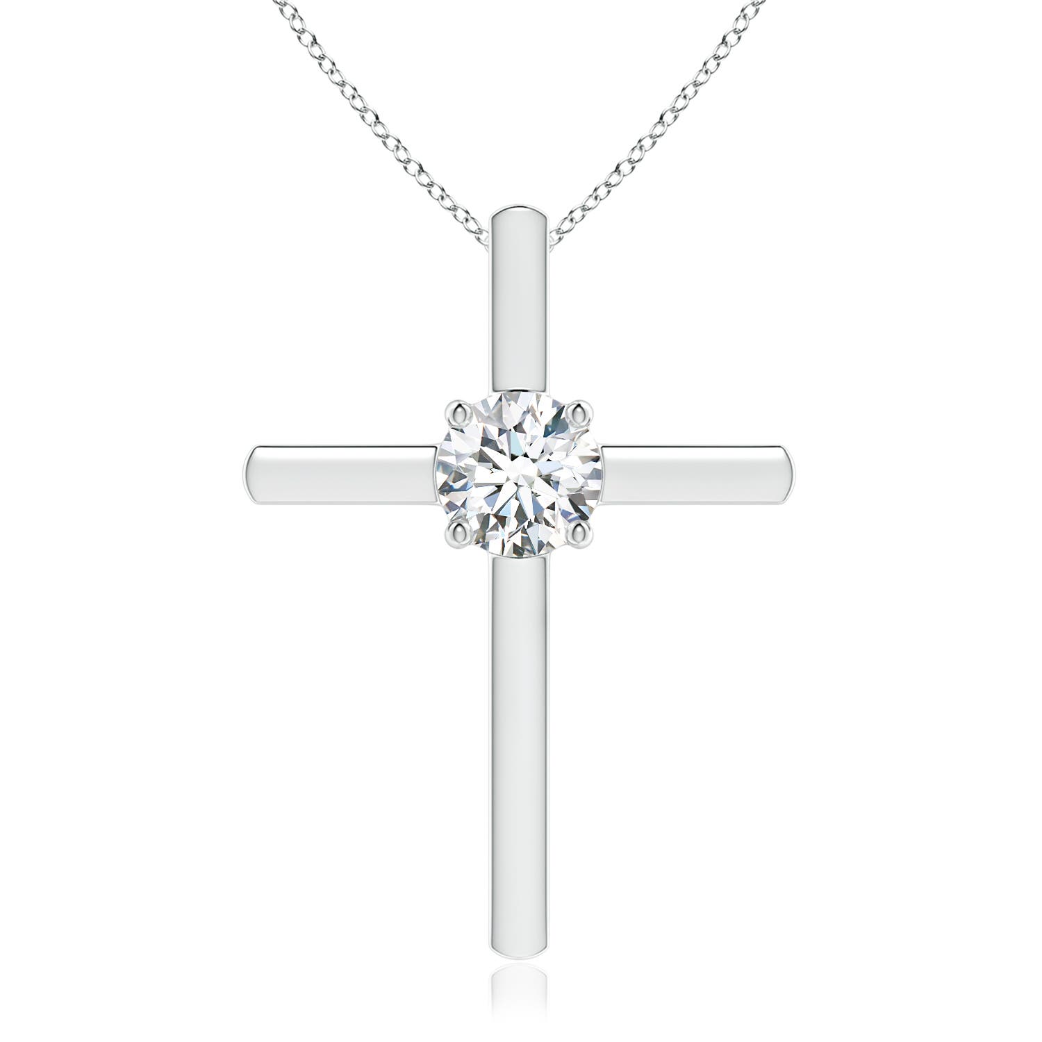 5.1mm GVS2 Diamond Solitaire Cross Pendant in 18K White Gold