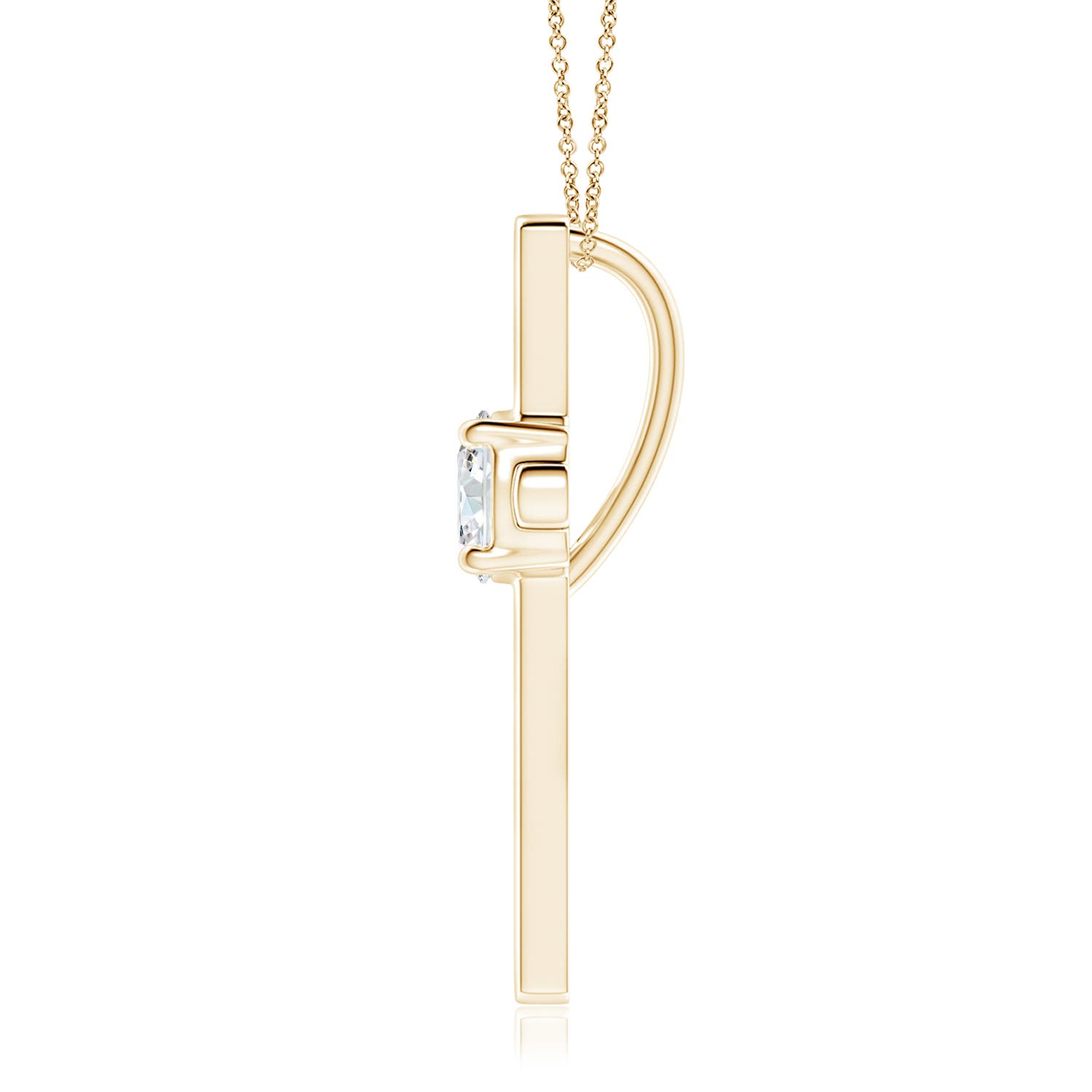 5.1mm GVS2 Diamond Solitaire Cross Pendant in 18K Yellow Gold