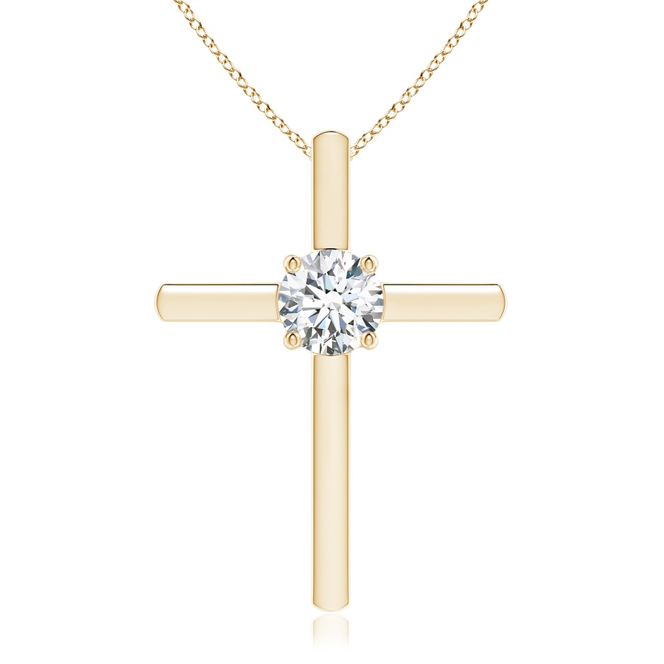 5.1mm GVS2 Diamond Solitaire Cross Pendant in Yellow Gold 