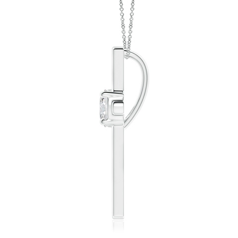 5.1mm HSI2 Diamond Solitaire Cross Pendant in 18K White Gold