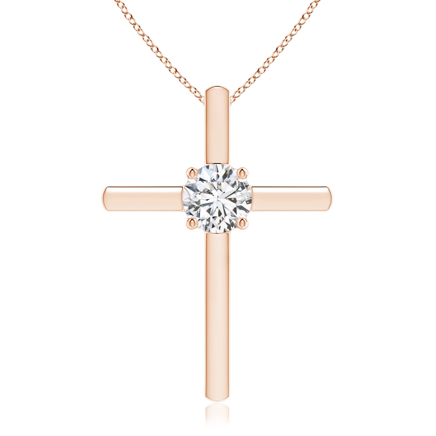 5.1mm HSI2 Diamond Solitaire Cross Pendant in Rose Gold