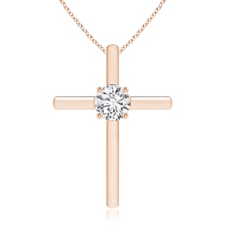 5.1mm HSI2 Diamond Solitaire Cross Pendant in Rose Gold