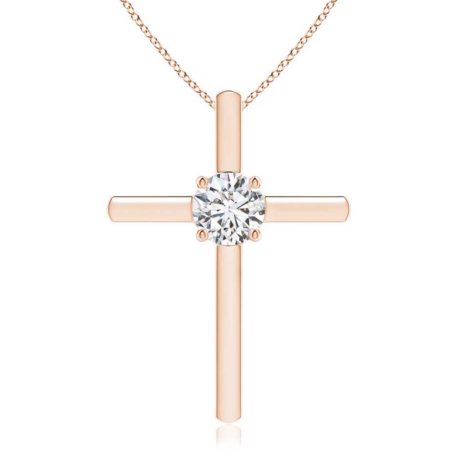 5.1mm HSI2 Diamond Solitaire Cross Pendant in Rose Gold 