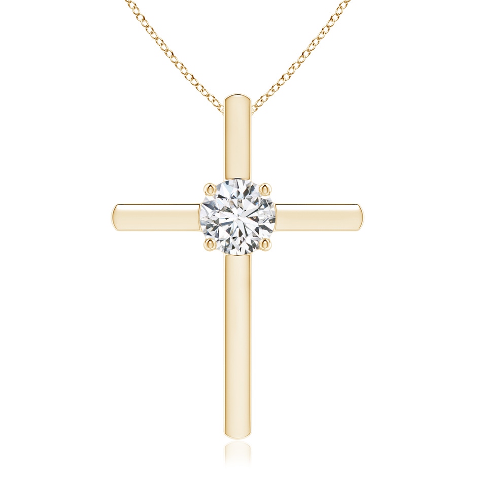 5.1mm HSI2 Diamond Solitaire Cross Pendant in Yellow Gold 