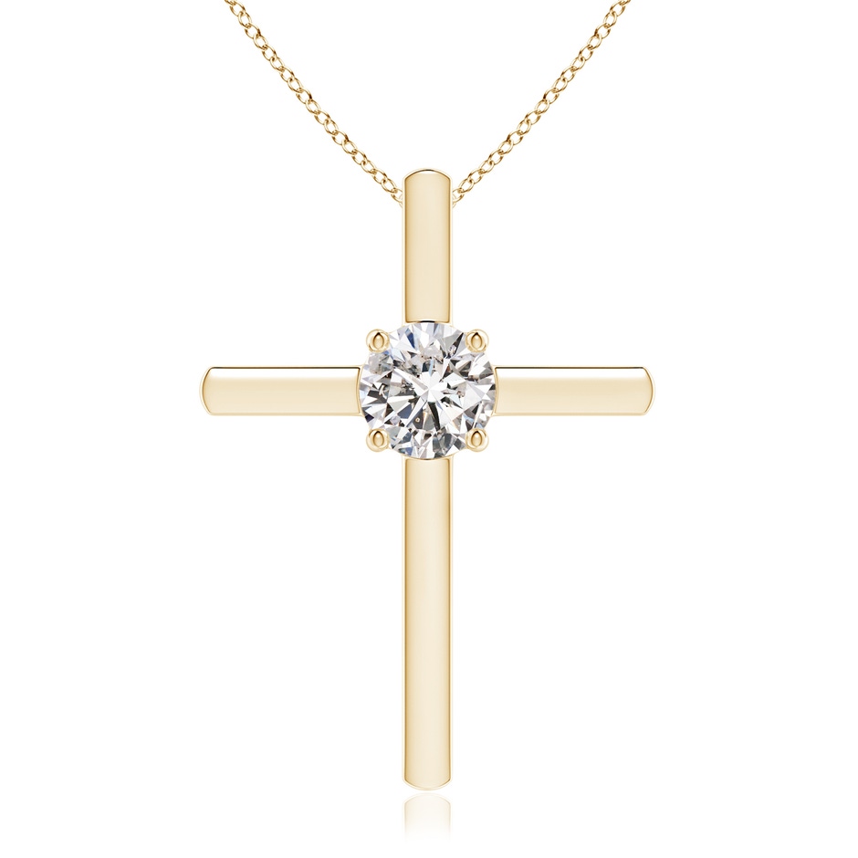 5.1mm IJI1I2 Diamond Solitaire Cross Pendant in Yellow Gold 
