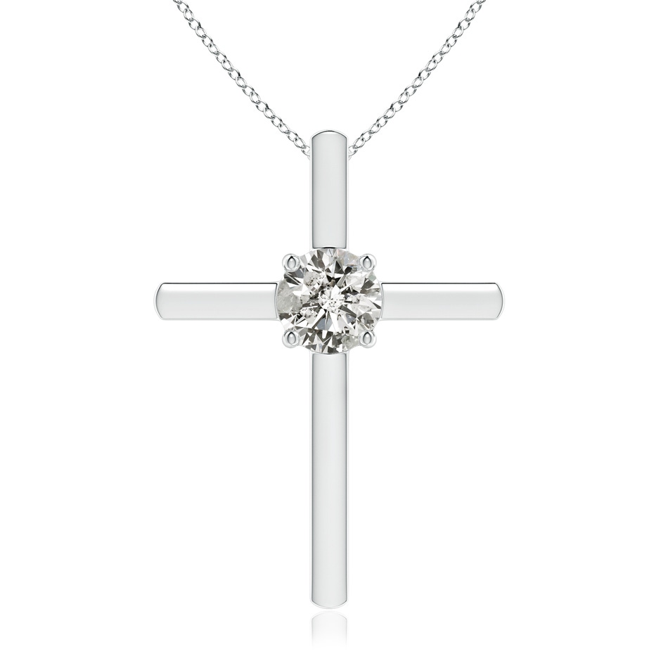 5.1mm KI3 Diamond Solitaire Cross Pendant in White Gold 