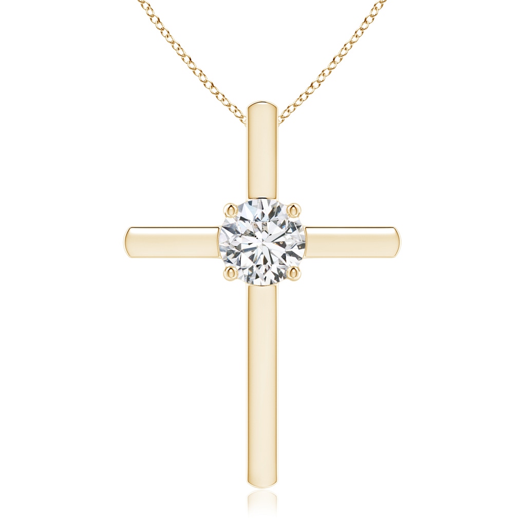 5.9mm HSI2 Diamond Solitaire Cross Pendant in Yellow Gold 