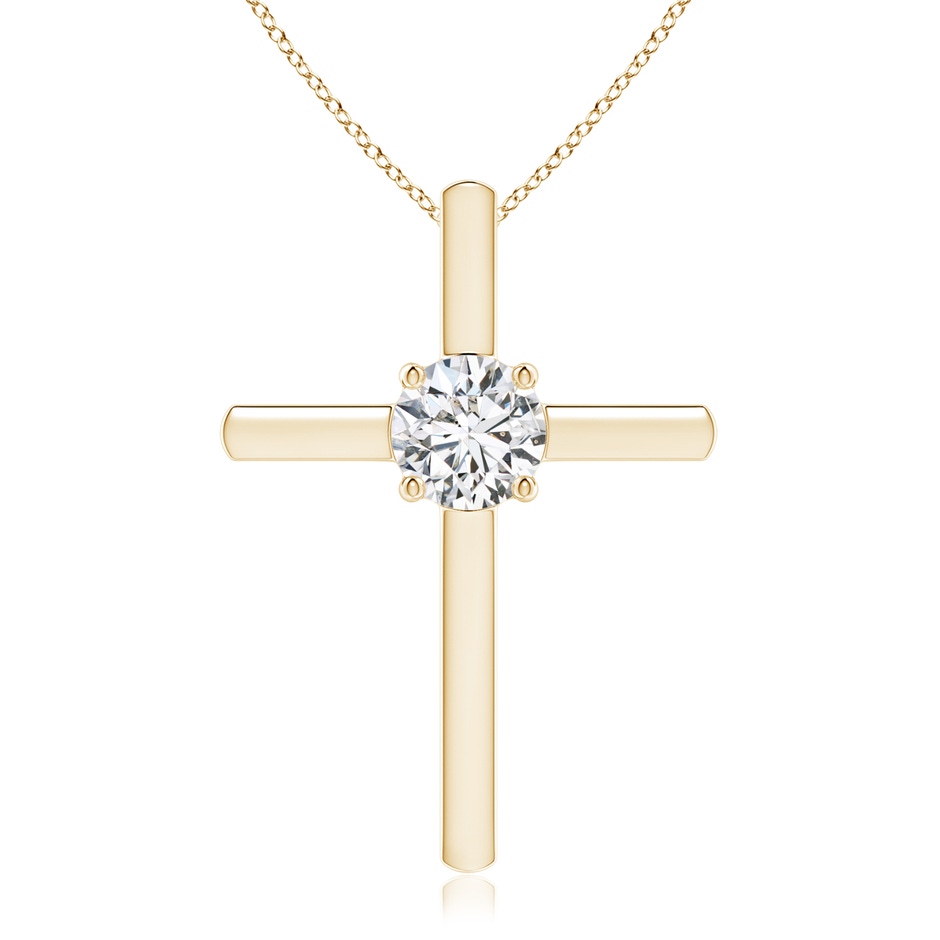 5.9mm HSI2 Diamond Solitaire Cross Pendant in Yellow Gold 