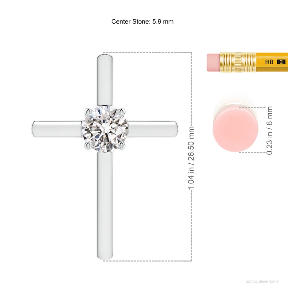 5.9mm IJI1I2 Diamond Solitaire Cross Pendant in White Gold ruler