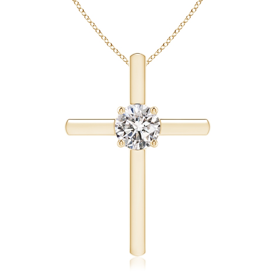 5.9mm IJI1I2 Diamond Solitaire Cross Pendant in Yellow Gold 