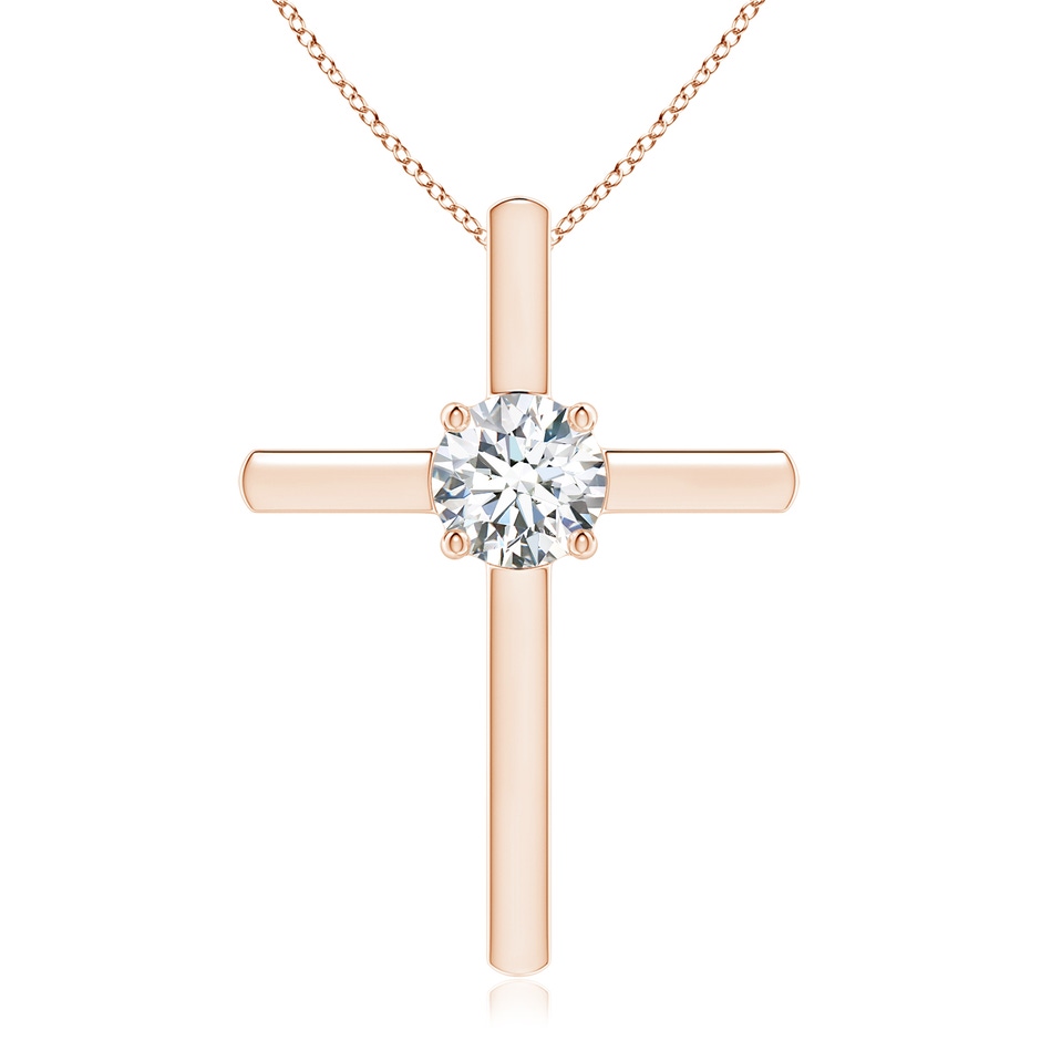 6.4mm GVS2 Diamond Solitaire Cross Pendant in Rose Gold 