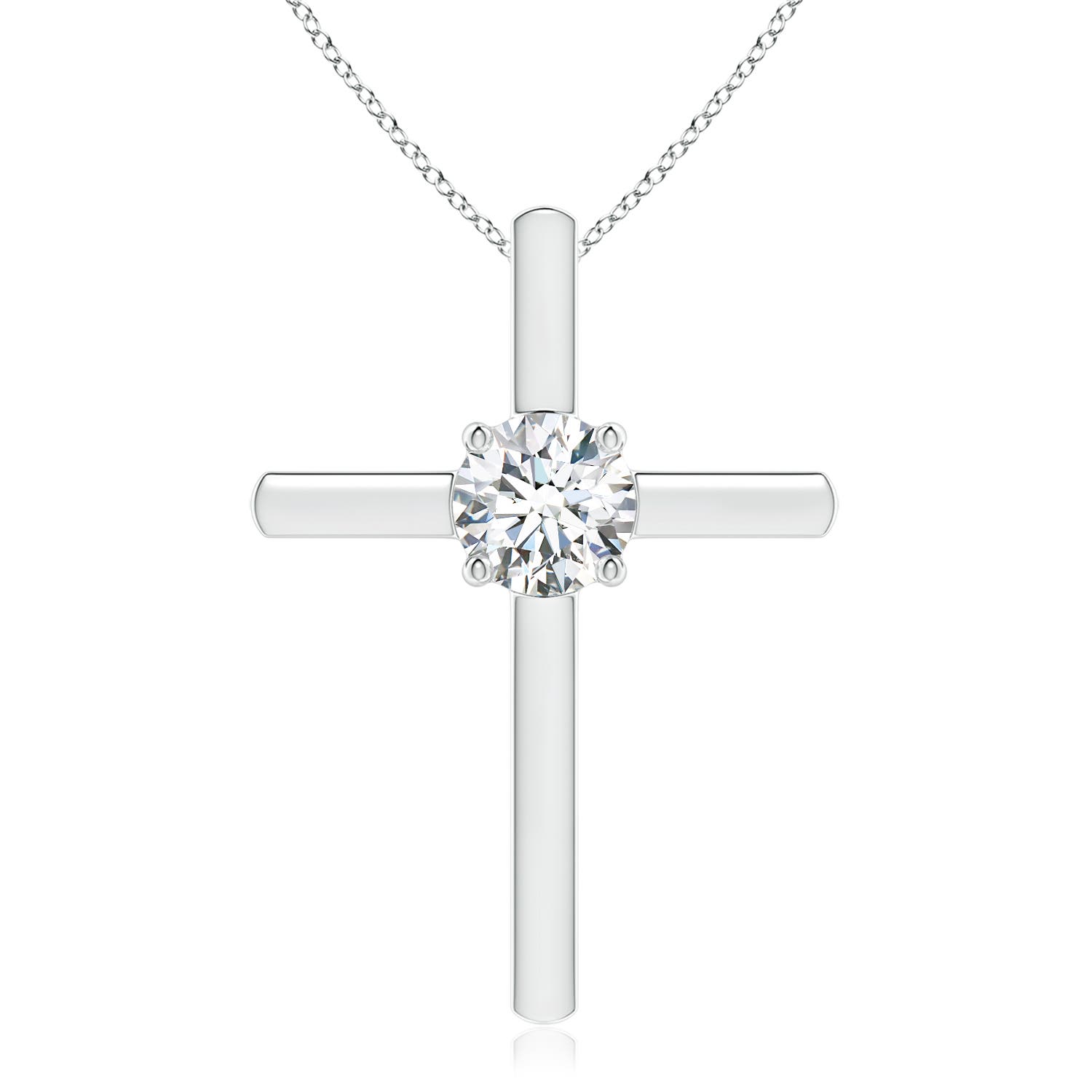 6.4mm GVS2 Diamond Solitaire Cross Pendant in White Gold