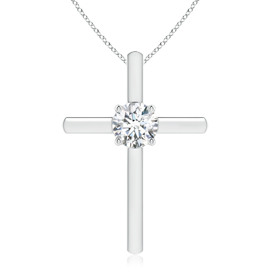 6.4mm GVS2 Diamond Solitaire Cross Pendant in White Gold 