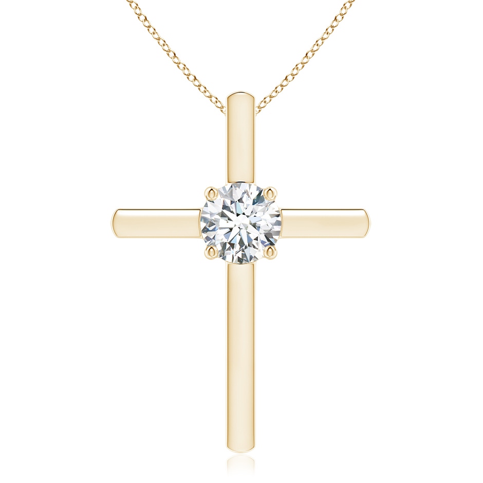 6.4mm GVS2 Diamond Solitaire Cross Pendant in Yellow Gold 