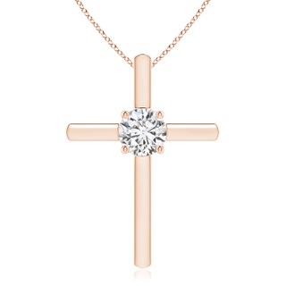 6.4mm HSI2 Diamond Solitaire Cross Pendant in Rose Gold