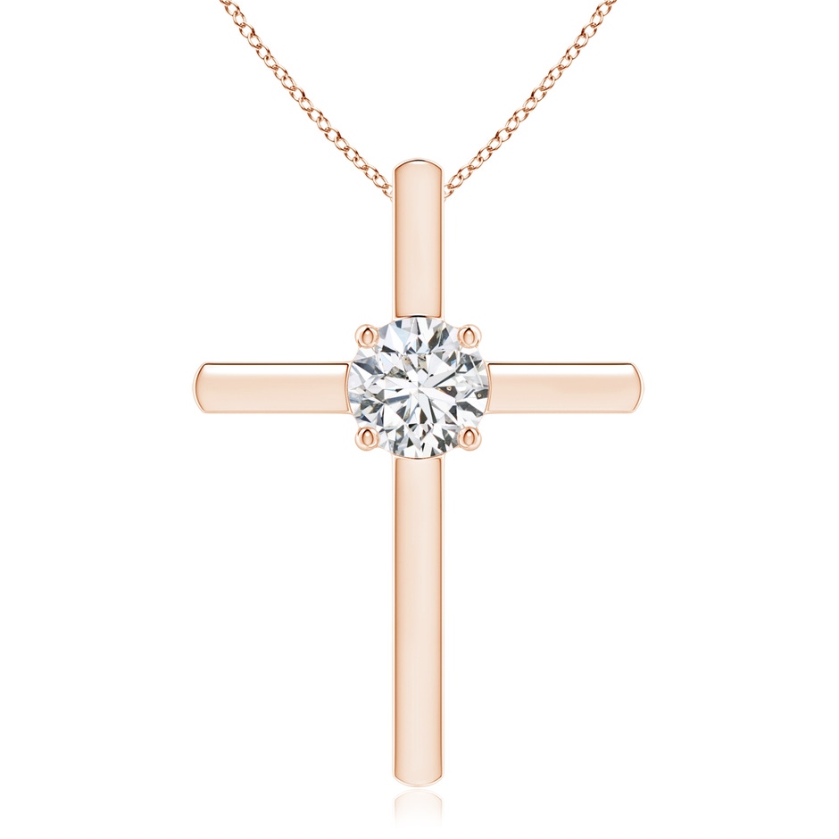 6.4mm HSI2 Diamond Solitaire Cross Pendant in Rose Gold 